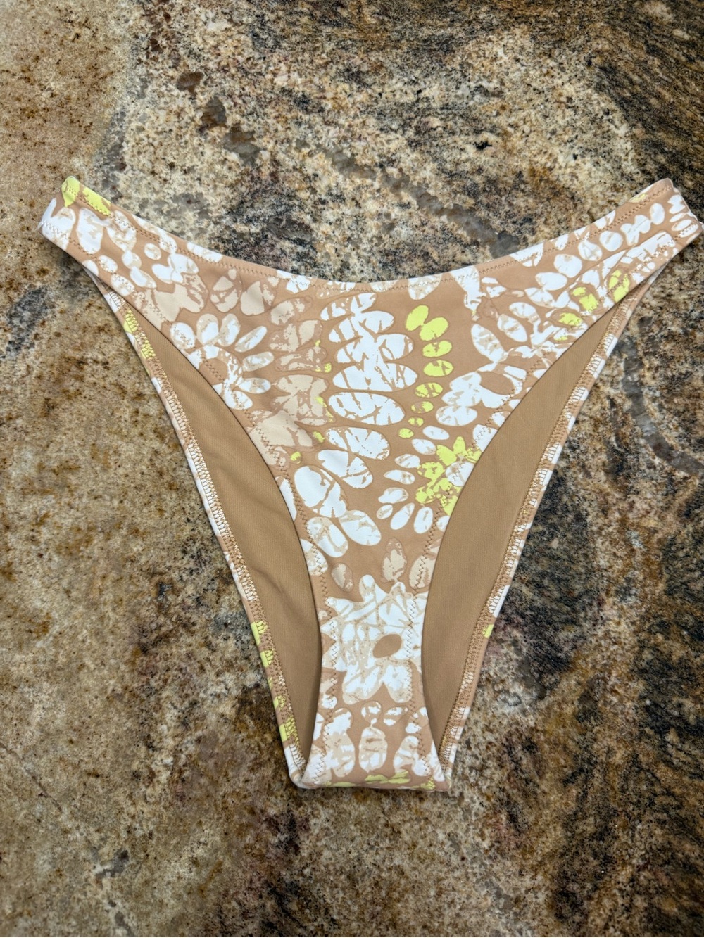 aerie Floral Bikini Bottoms in Tan, White & Yellow